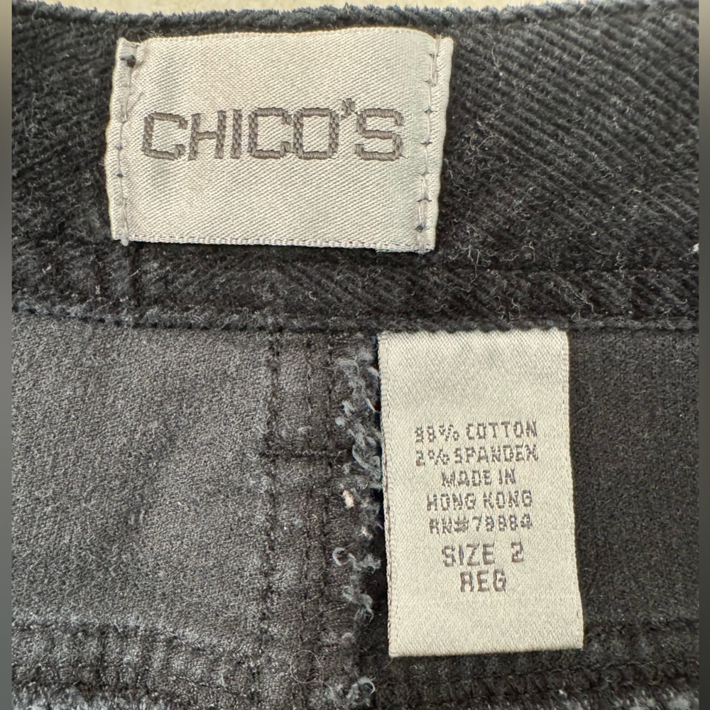 Chico’s Black Corduroy‎ Straight Leg Pants.  Women’s Size 2 Regular (12). - Picture 2 of 4